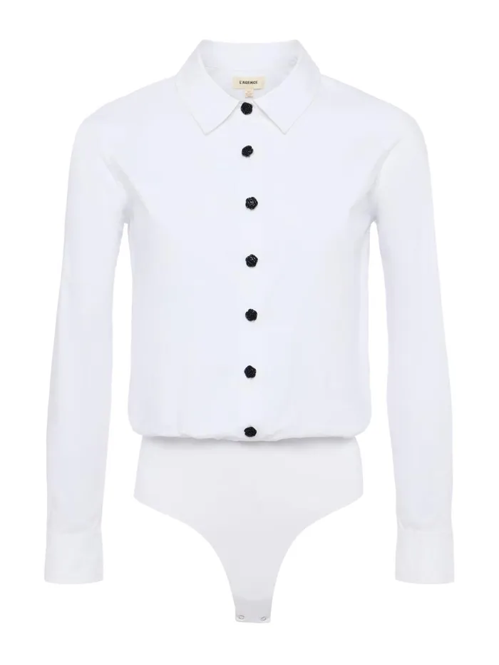Blake Bodysuit Whiteblack Rose Women L039Agence Blouses and Tops Blake Bodysuit Whiteblack Rose Women L039Agence Blouses and Tops