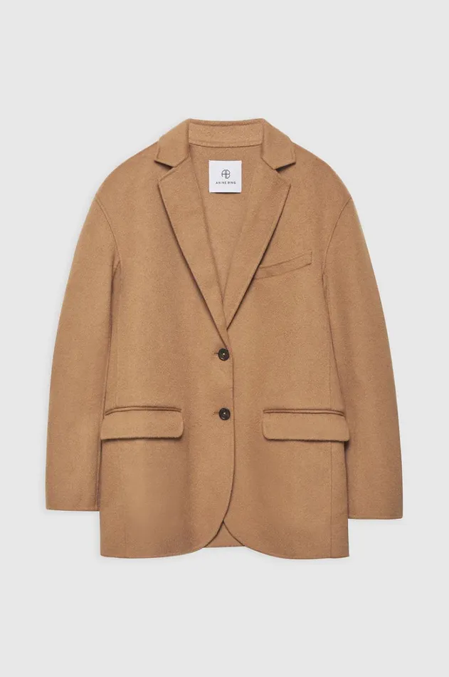 Blazers Women ANINE BING Quinn Blazer In Camel Cashmere Blend ANINE BING