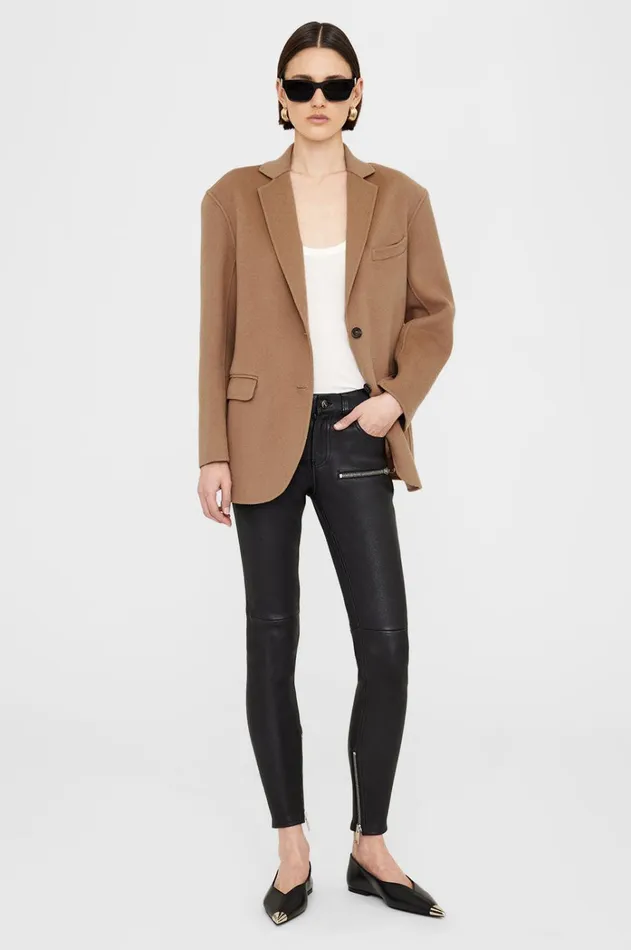 Blazers Women ANINE BING Quinn Blazer In Camel Cashmere Blend ANINE BING