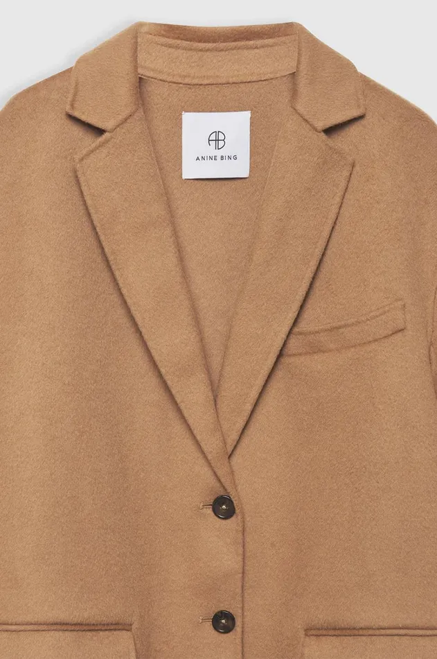 Blazers Women ANINE BING Quinn Blazer In Camel Cashmere Blend ANINE BING