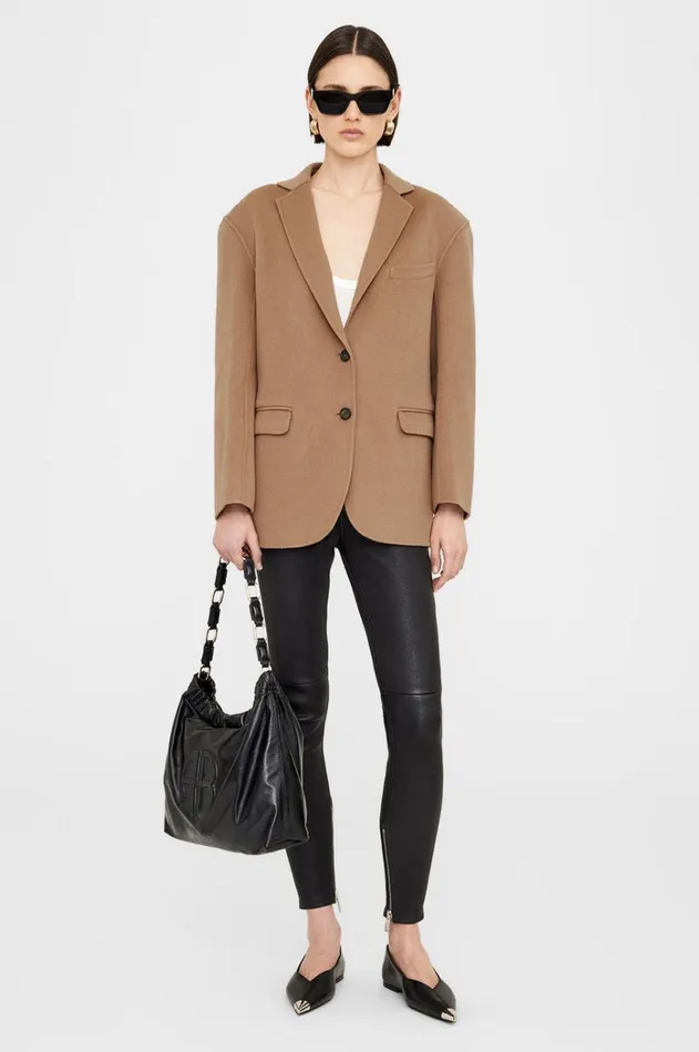 Blazers Women ANINE BING Quinn Blazer In Camel Cashmere Blend ANINE BING