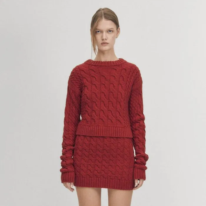 Blossom Red Tricot Sweater Women ALOHAS Sweaters Cardigans