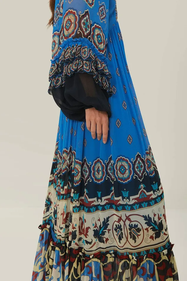 Blue Ainika Tiles Maxi Dress Women FARM Rio Maxi Dresses Blue Ainika Tiles Maxi Dress Women FARM Rio Maxi Dresses