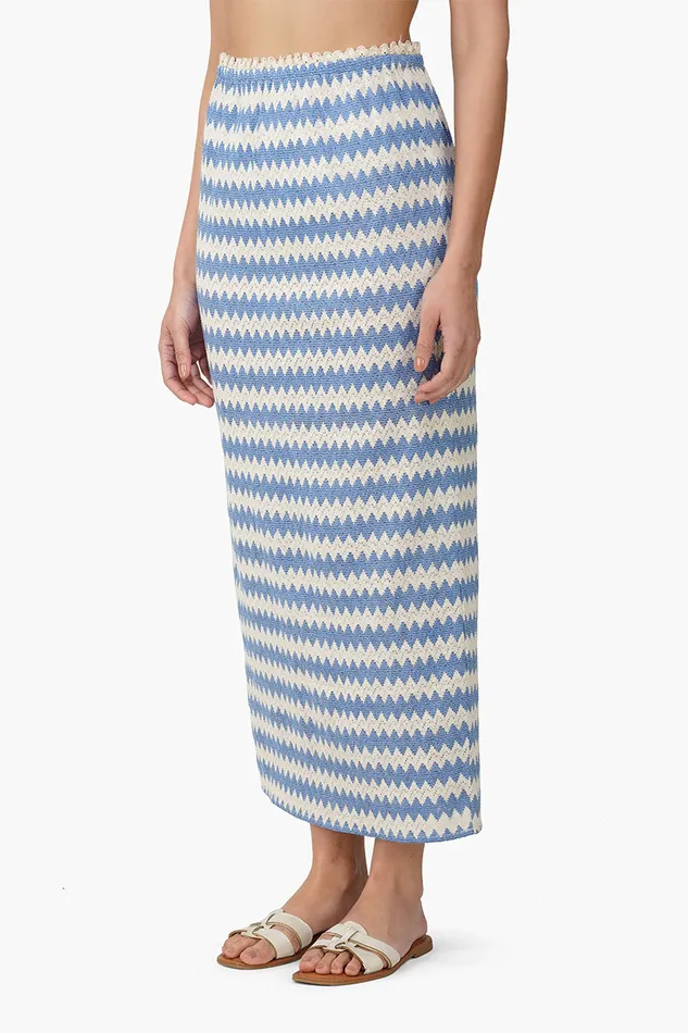 Blue Chevron Crochet Lace Fabric Skirt Blue Chevron Crochet Lace Fabric Skirt