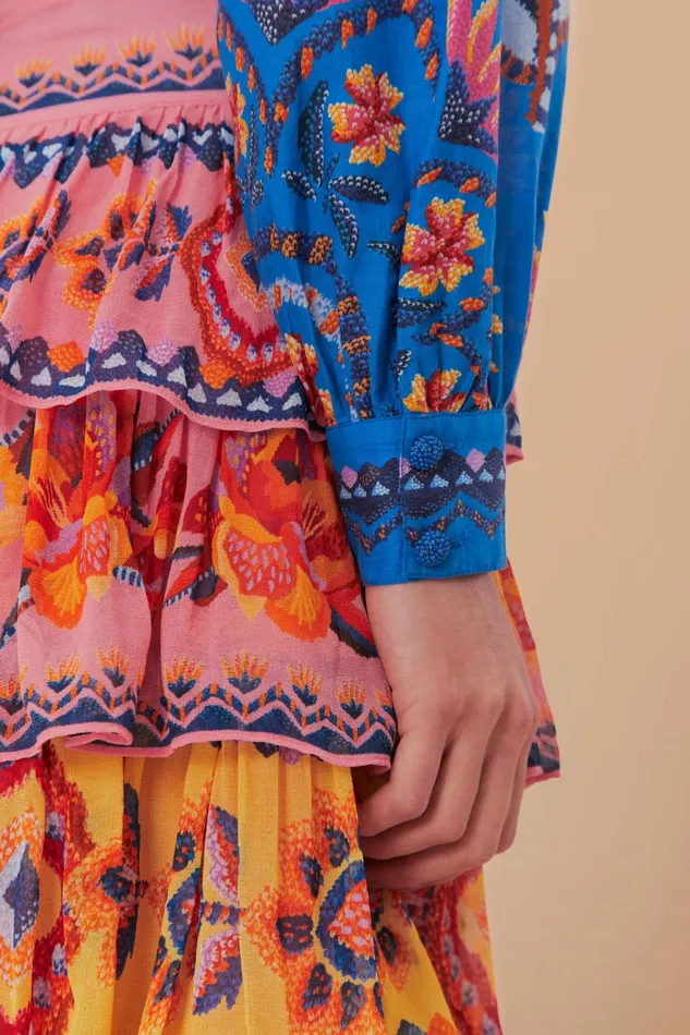 Blue Lucy Floral Tapestry Blouse Women FARM Rio Blouses Blue Lucy Floral Tapestry Blouse Women FARM Rio Blouses