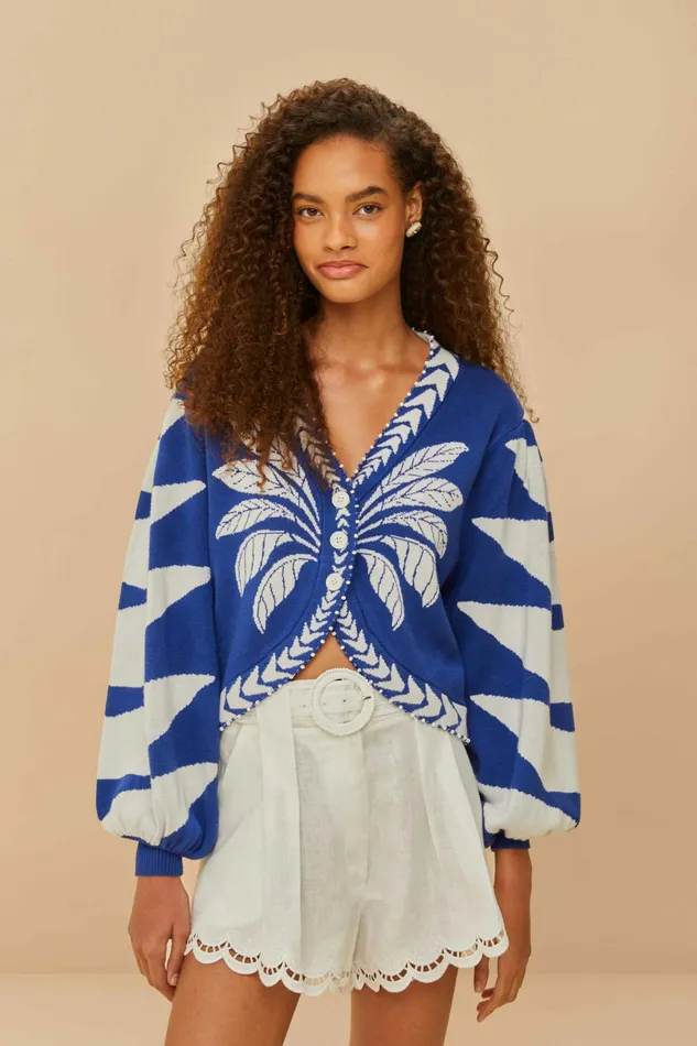 Blue Palms Graphic Knit Cardigan Women FARM Rio Cardigans