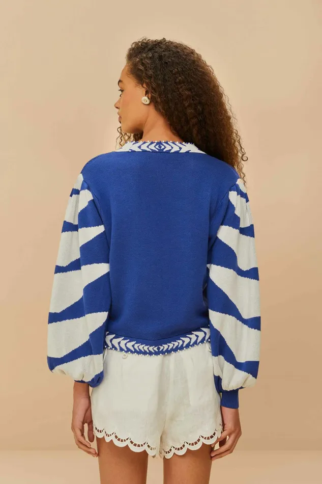Blue Palms Graphic Knit Cardigan Women FARM Rio Cardigans Blue Palms Graphic Knit Cardigan Women FARM Rio Cardigans