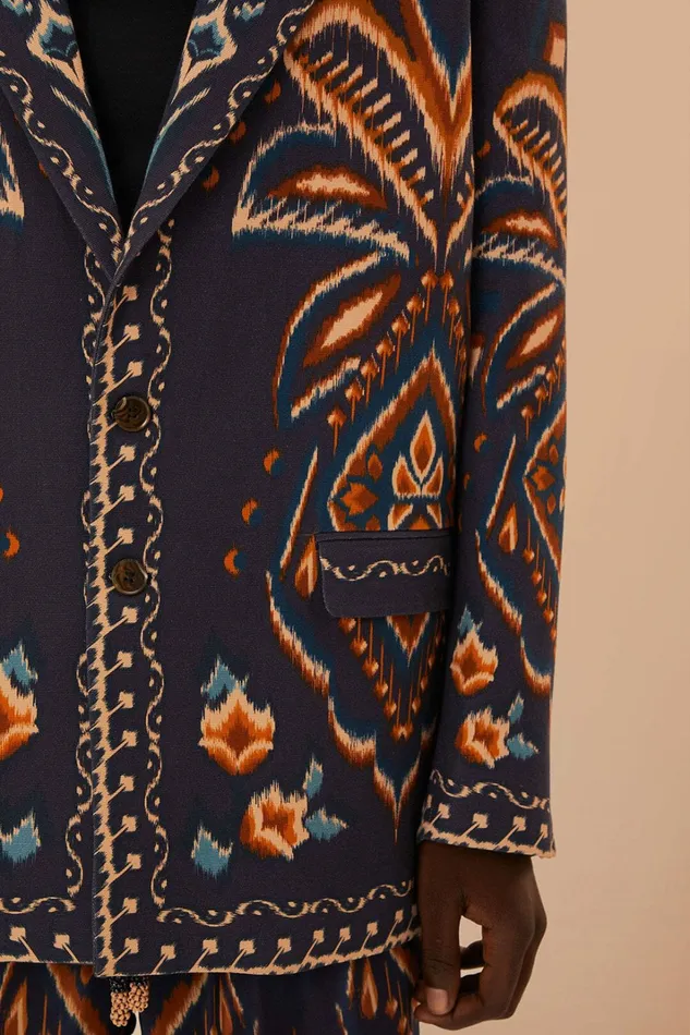 Blue Pineapple Ikat Blazer Women FARM Rio Blazers Blue Pineapple Ikat Blazer Women FARM Rio Blazers