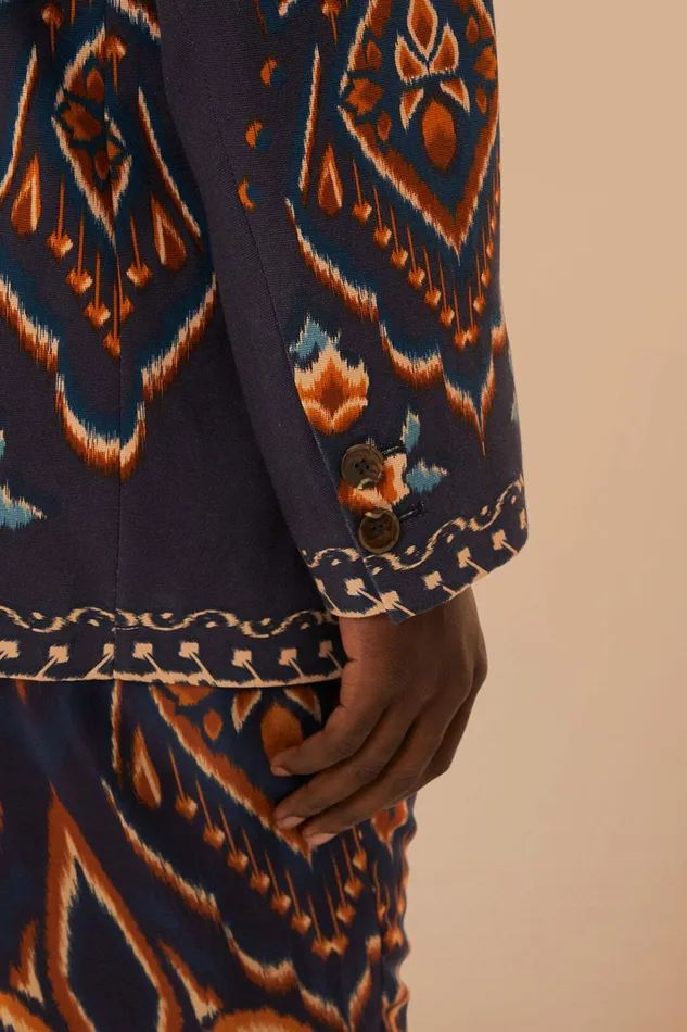 Blue Pineapple Ikat Blazer Women FARM Rio Blazers Blue Pineapple Ikat Blazer Women FARM Rio Blazers
