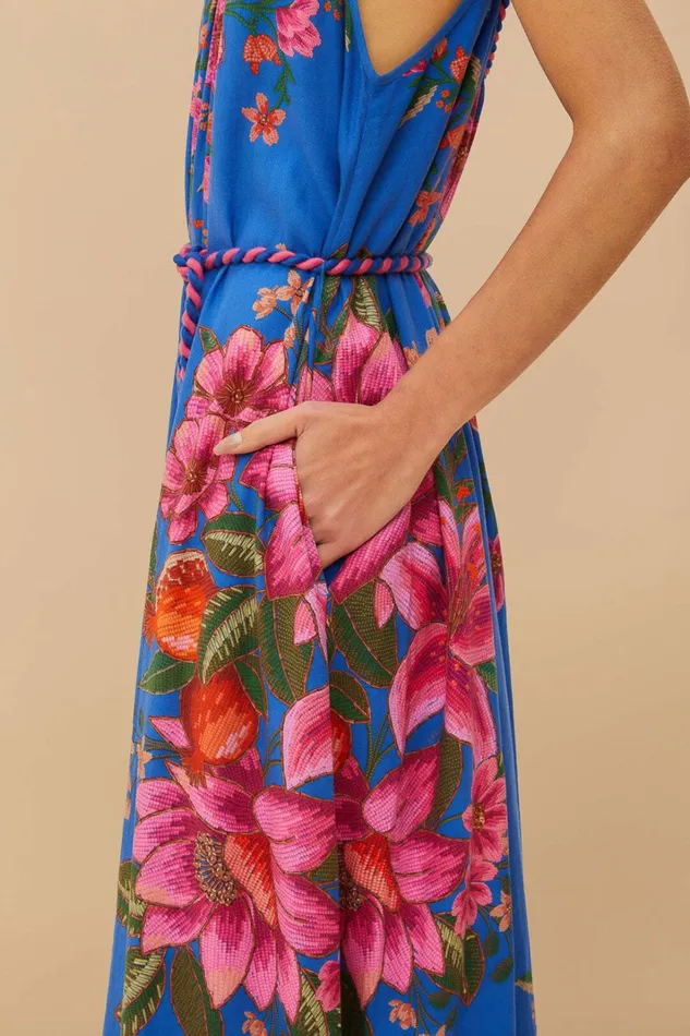 Blue Summer Fruit Scarf Lenzing Ecovero Euroflax Maxi Dress Women FARM Rio Maxi Dresses Blue Summer Fruit Scarf Lenzing Ecovero Euroflax Maxi Dress Women FARM Rio Maxi Dresses