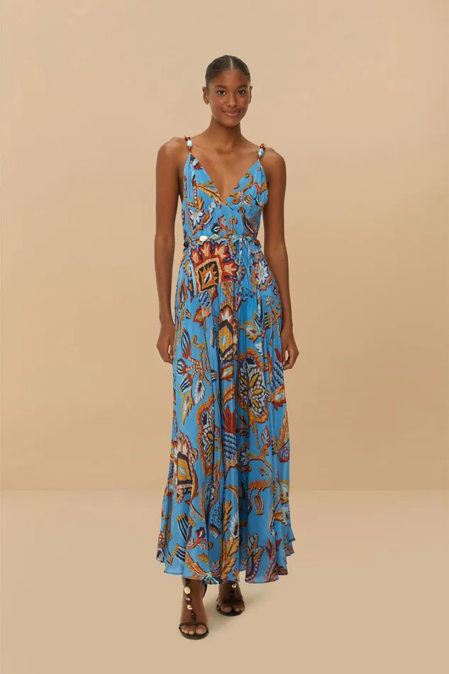 Blue Sunset Tapestry Sleeveless Midi Dress Women FARM Rio Midi Dresses