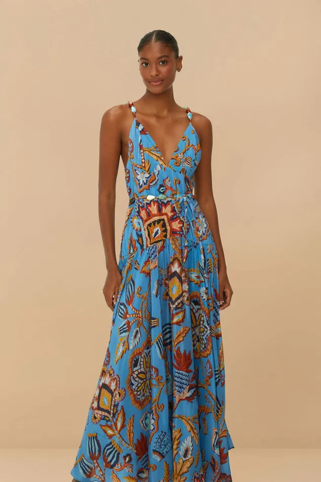 Blue Sunset Tapestry Sleeveless Midi Dress Women FARM Rio Midi Dresses Blue Sunset Tapestry Sleeveless Midi Dress Women FARM Rio Midi Dresses