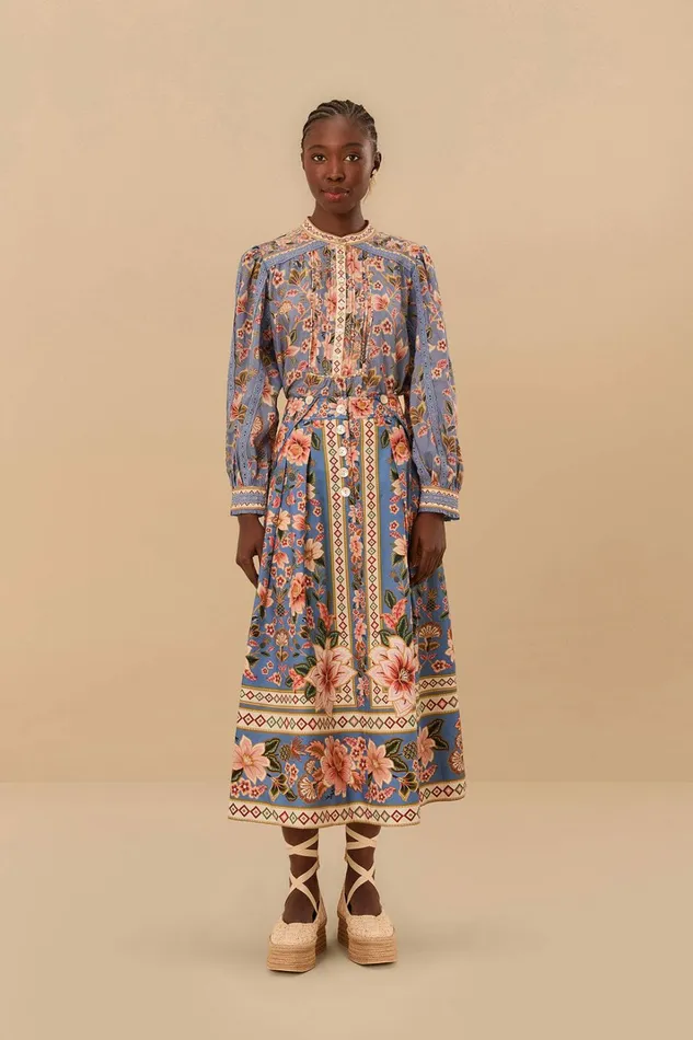 Blue Superbloom Tapestry Blouse Women FARM Rio Blouses Blue Superbloom Tapestry Blouse Women FARM Rio Blouses