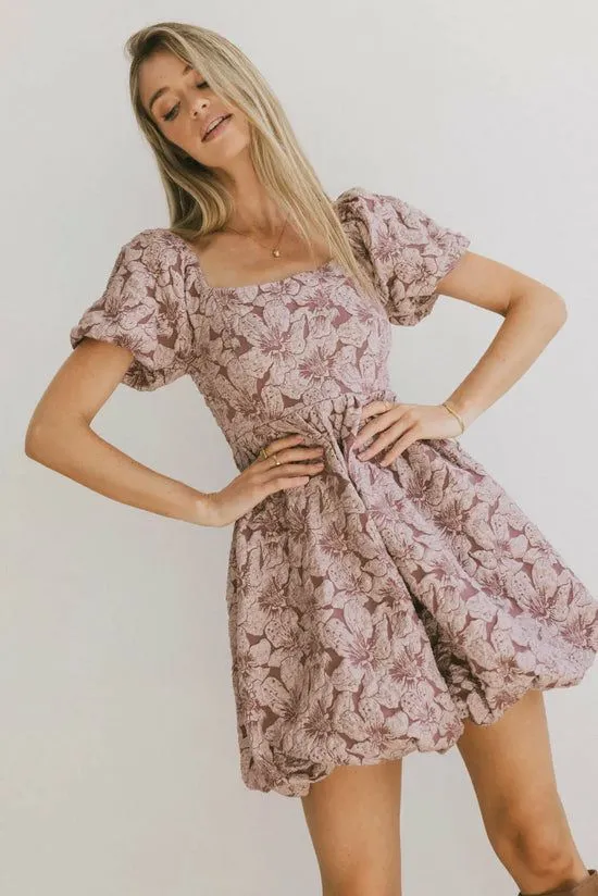 Bohme Aisling Bubble Mini Dress In Mauve Mauve Women Dresses