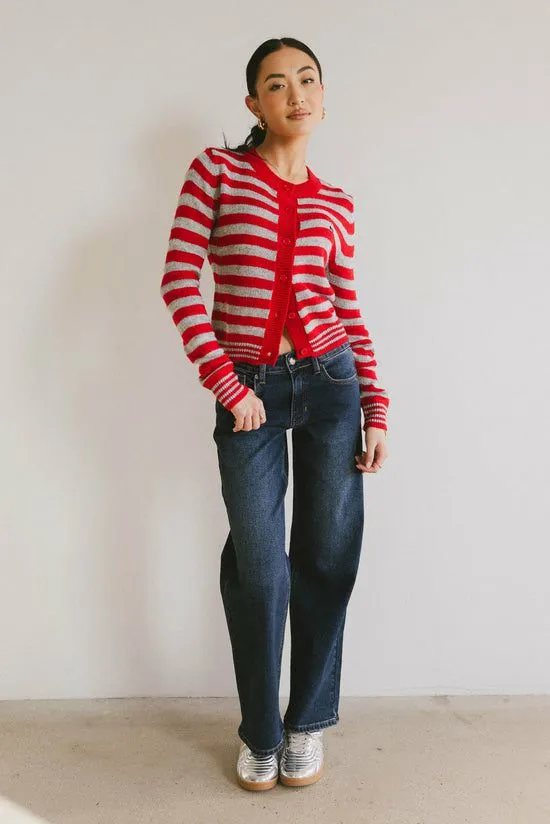 Bohme Albia Cherry Striped Cardigan Red Women Cardigans