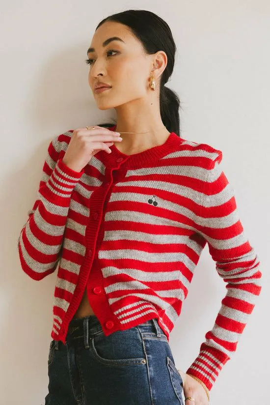 Bohme Albia Cherry Striped Cardigan Red Women Cardigans