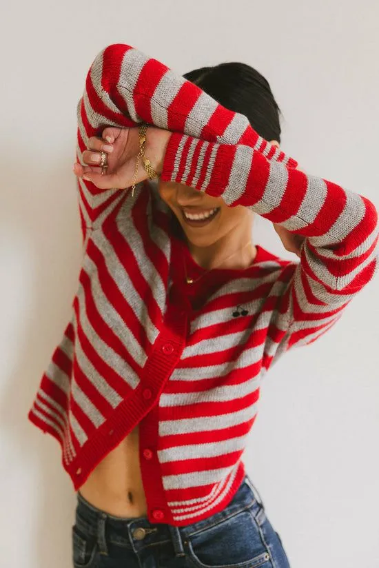 Bohme Albia Cherry Striped Cardigan Red Women Cardigans