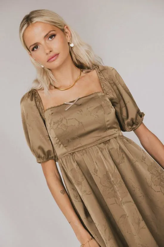 Bohme Alexis Satin Mini Dress In Olive Olive Women Dresses