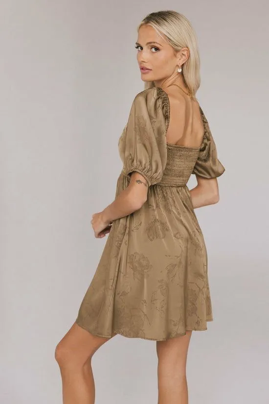 Bohme Alexis Satin Mini Dress In Olive Olive Women Dresses