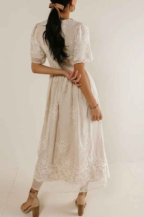 Bohme Alora Embroidered Dress In Champagne Champagne Women Dresses