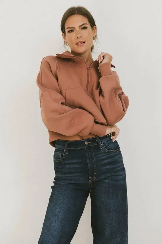 Bohme Alyssa Half Zip In Brick Brick Women Sweaters