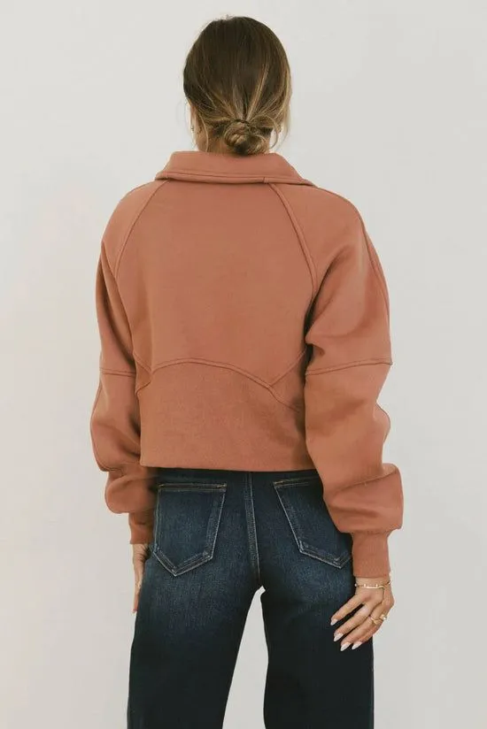 Bohme Alyssa Half Zip In Brick Brick Women Sweaters