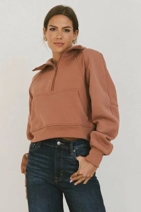 Bohme Alyssa Half Zip In Brick Brick Women Sweaters
