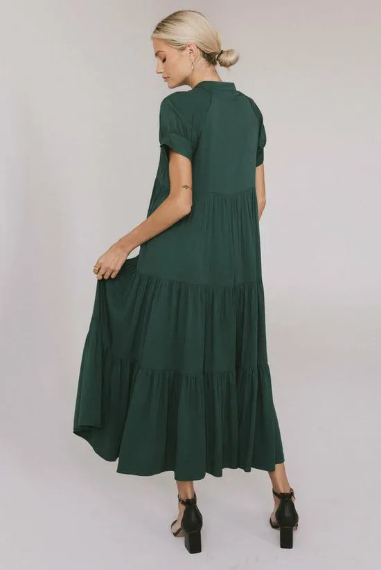 Bohme Amanda Tiered Dress In Emerald Emerald Women Dresses