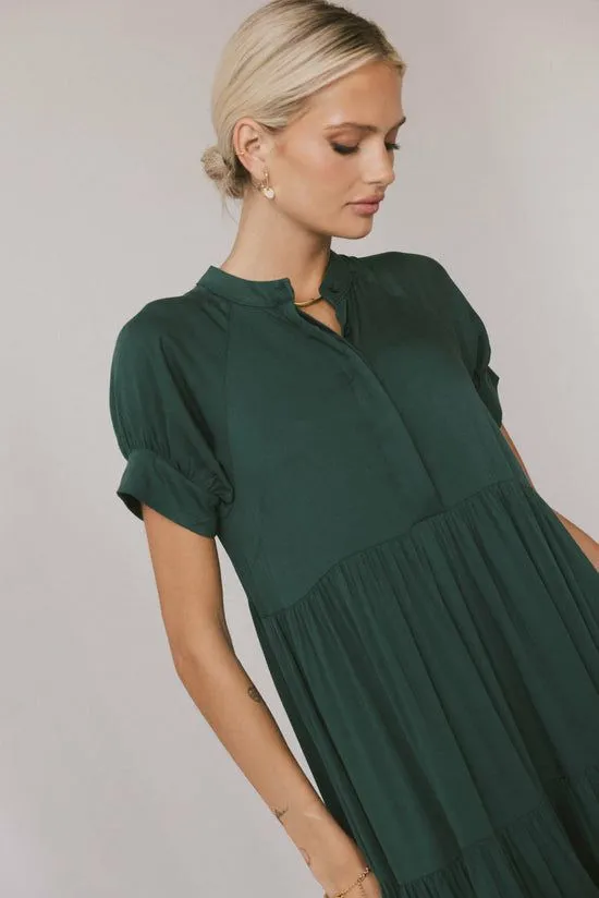 Bohme Amanda Tiered Dress In Emerald Emerald Women Dresses