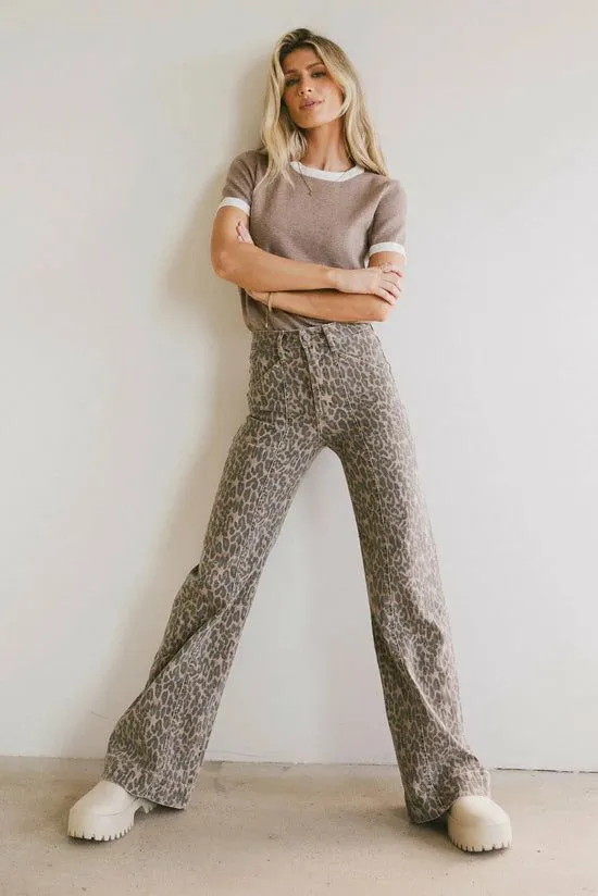 Bohme Anaya Wide Leg Flare Jeans Cheetah Women All Bottoms