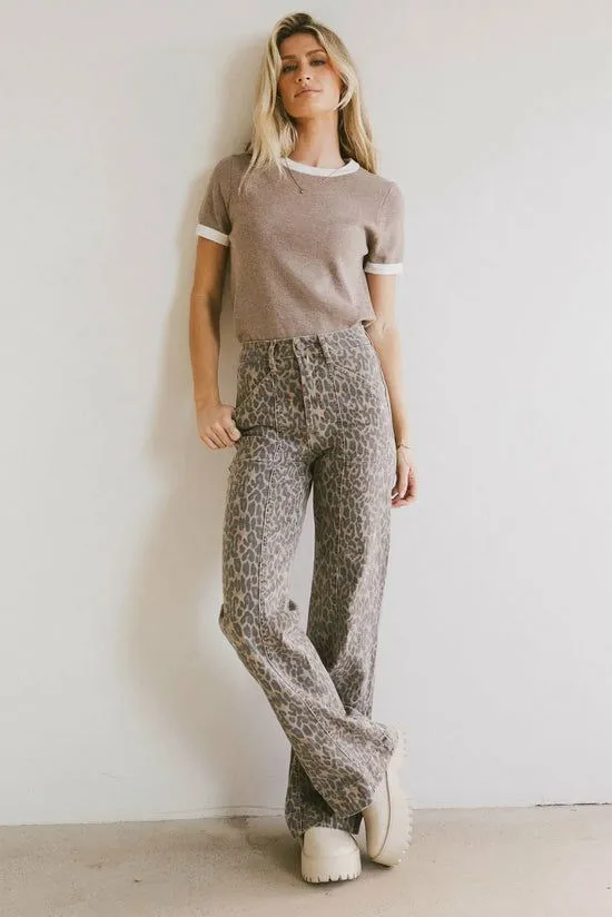 Bohme Anaya Wide Leg Flare Jeans Cheetah Women All Bottoms
