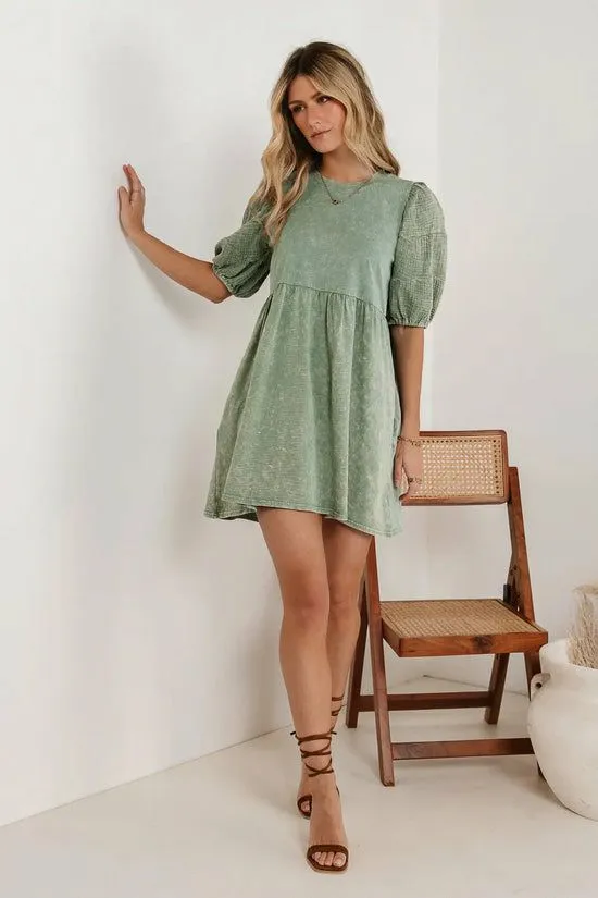 Bohme Andra Mini Dress In Sage Sage Women Dresses