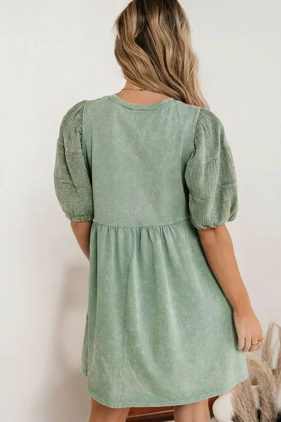 Bohme Andra Mini Dress In Sage Sage Women Dresses