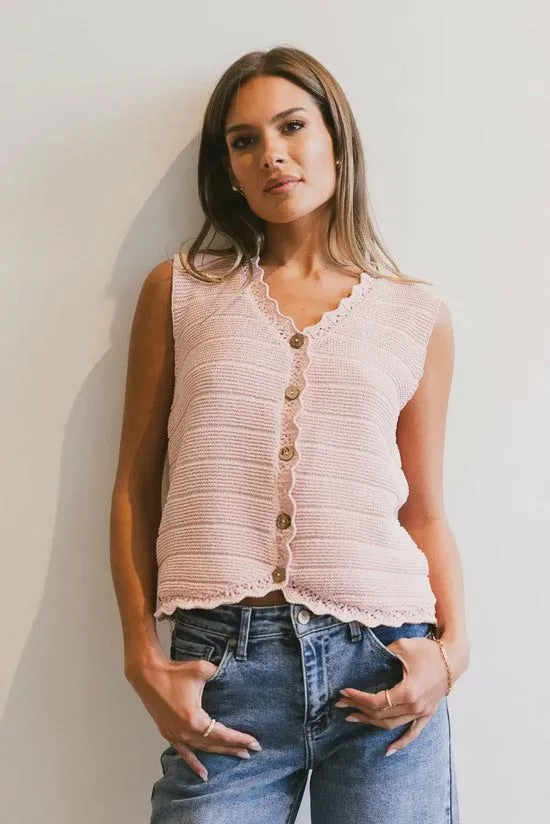 Bohme Annie Knit Vest In Blush Blush Women Vests