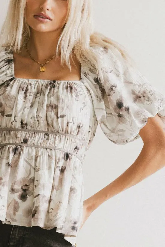 Bohme Arden Floral Tie Blouse Grey Women Blouses