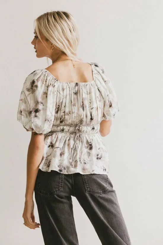 Bohme Arden Floral Tie Blouse Grey Women Blouses