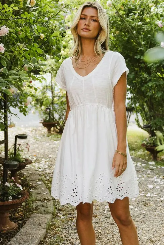 Bohme Aria Eyelet Lace Mini In White White Women Dresses
