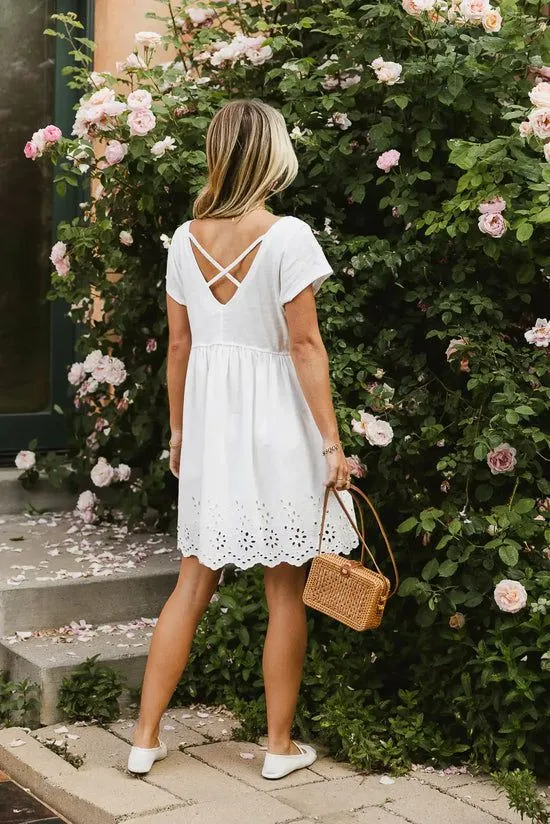 Bohme Aria Eyelet Lace Mini In White White Women Dresses
