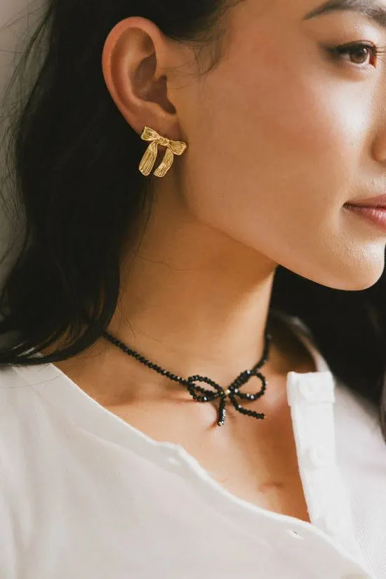 Bohme Beaded Bow Choker In Black Black Women Jewelry