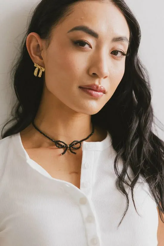 Bohme Beaded Bow Choker In Black Black Women Jewelry Bohme Beaded Bow Choker In Black Black Women Jewelry