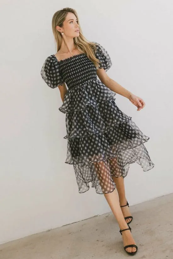 Bohme Bowie Tiered Midi Dress Black Women Dresses