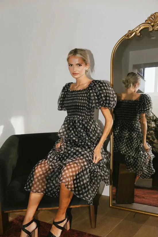 Bohme Bowie Tiered Midi Dress Black Women Dresses