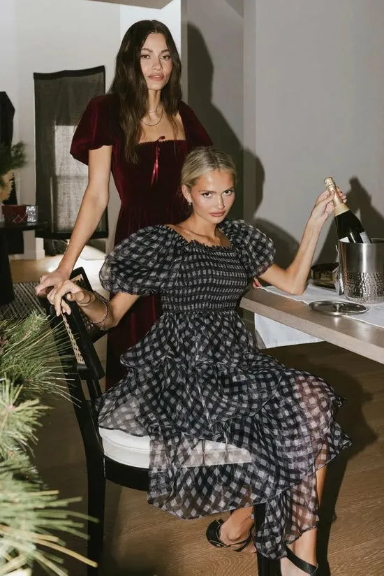 Bohme Bowie Tiered Midi Dress Black Women Dresses