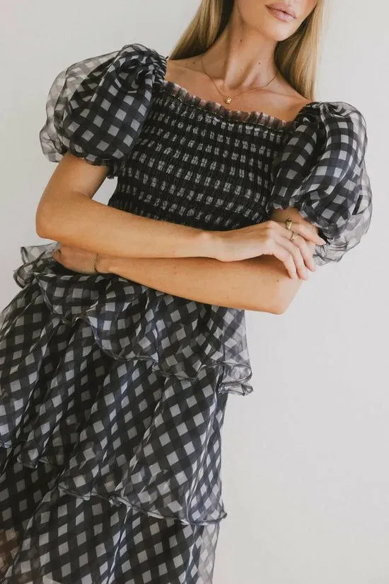Bohme Bowie Tiered Midi Dress Black Women Dresses