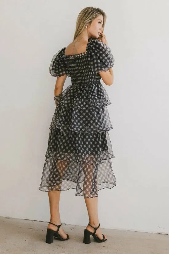 Bohme Bowie Tiered Midi Dress Black Women Dresses