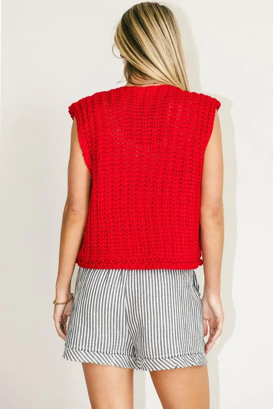 Bohme Brea Knit Vest In Red Red Women Vests