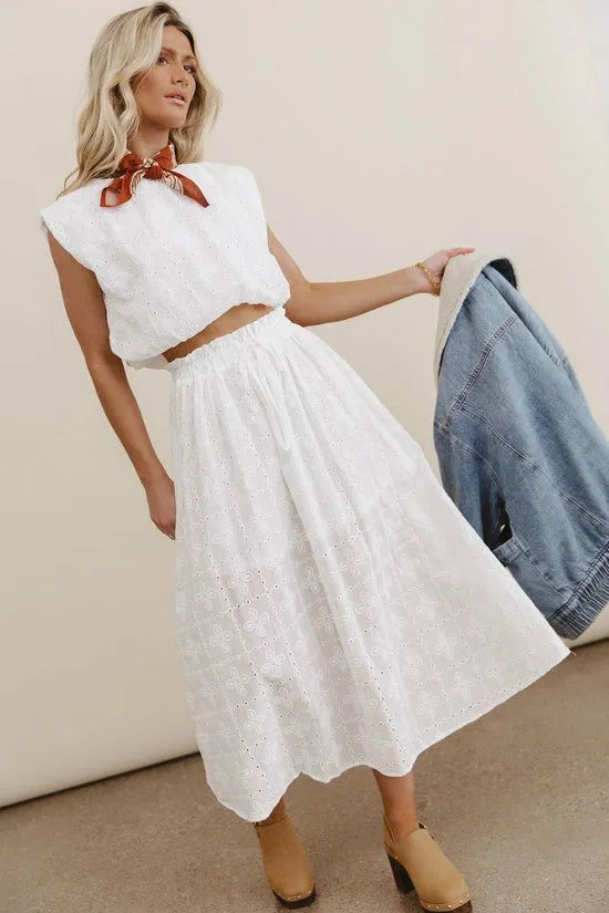 Bohme Bridget Embroidered Balloon Top White Women Tees and Tanks