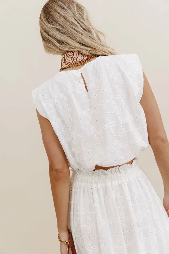 Bohme Bridget Embroidered Balloon Top White Women Tees and Tanks