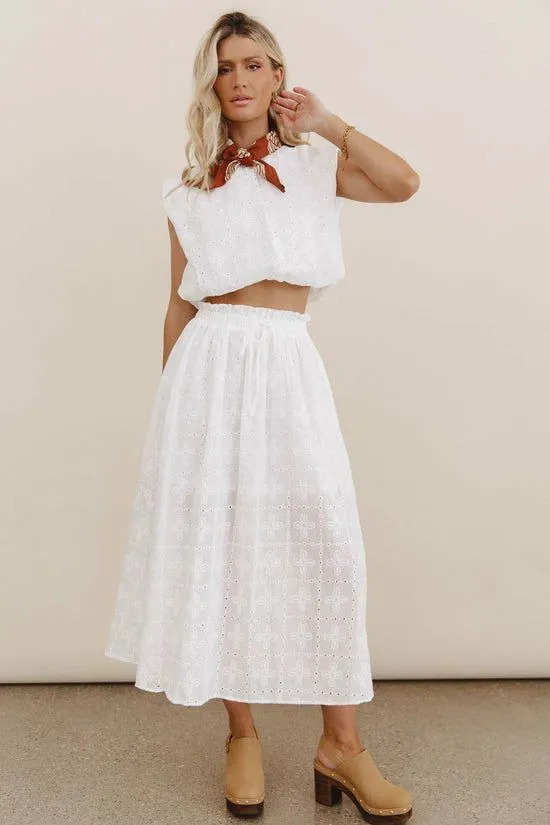Bohme Bridget Embroidered Midi Skirt White Women Skirts