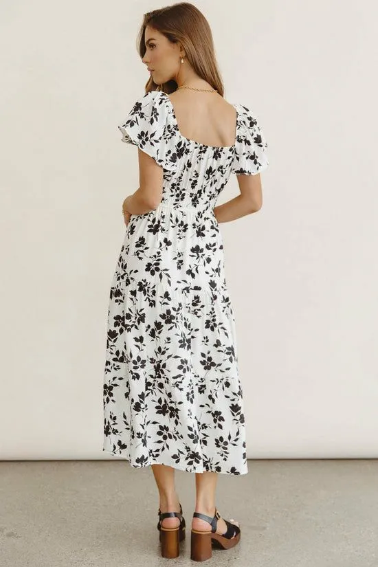 Bohme Calli Floral Midi Dress Cream Women Dresses